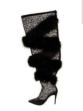 Jennifer Le Runway Mesh Animal Print Boots